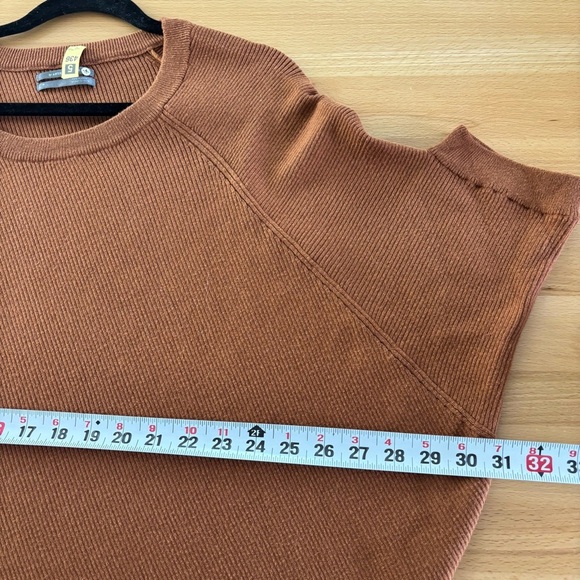 Anthropologie Vanessa Knit Honey Tan Poncho Sweater Women’s Medium Pullover Chic - Picture 8 of 9